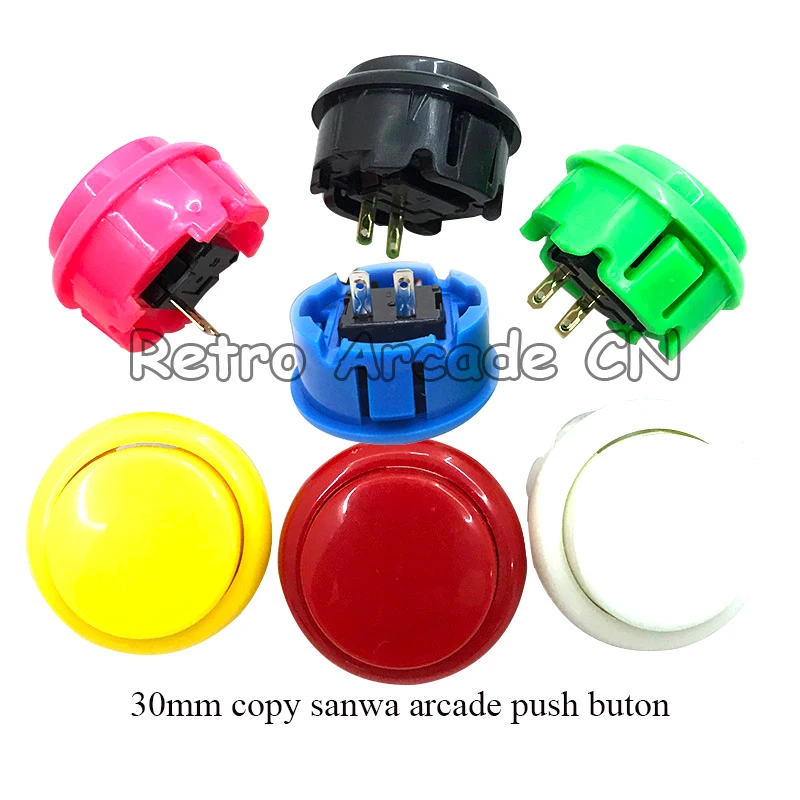 

10 pcs Copy-OBSF 30mm arcade button with microswitch short version round push buttons for jamma mame diy accessory parts