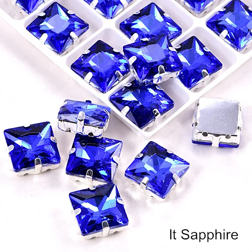 lt sapphire Квадратные много цветов стеклянные стразы шьют на стразы с коготь Flatback лучшие стеклянные стразы пришить на коготь из стразов для одежды B3467 - Цвет: lt sapphire