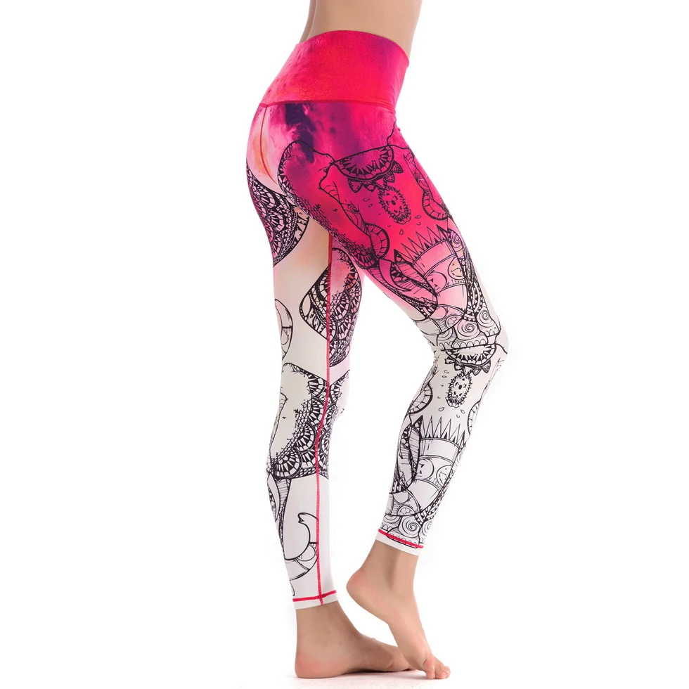 

Брюки для йоги с принтом Омбре женские, леггинсы с завышенной талией для контроля живота, для фитнеса и спортзала, спортивные трико с градие...