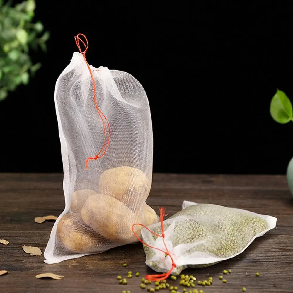 1 шт многоразовые мешки для продуктов фруктов и овощей сетчатый мешок хранения