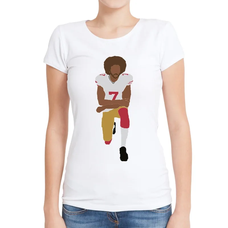 Лидер продаж женские футболки Colin Kaepernick на коленях футболка с коротким рукавом и