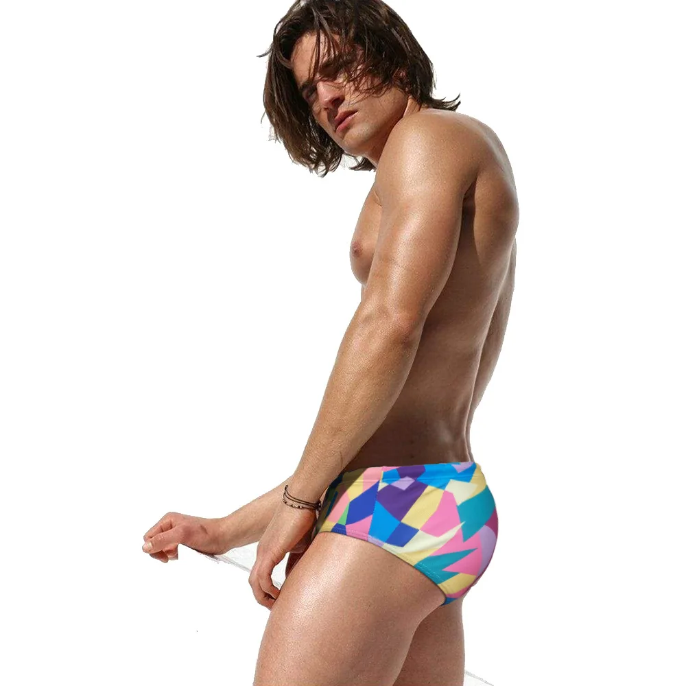 

Patchwork Swimsuit Men Print Beachwear Man Low Waist Bathing Suit Male Breathable Boxer Brie Men's Gay Swimwear Briefs 2022