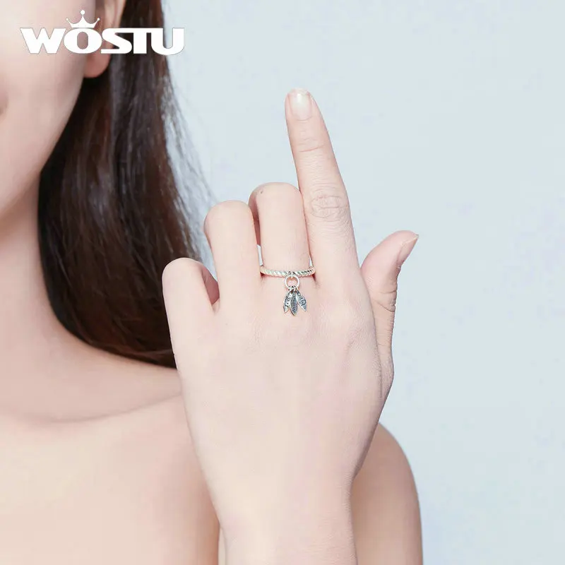 WOSTU,, 925 пробы, серебряное, любовь, смех, живое кольцо, регулируемый Штабелируемый палец для женщин, свадьба, серебро, 925, ювелирное изделие, CQR570