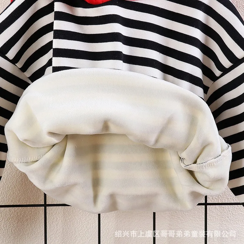 

New Autumn Winter Baby Fashion Clothes Kids Boys Hoodies Girls Pants 2Pcs/sets Children Infant Thicken Warm Striped Sportswear