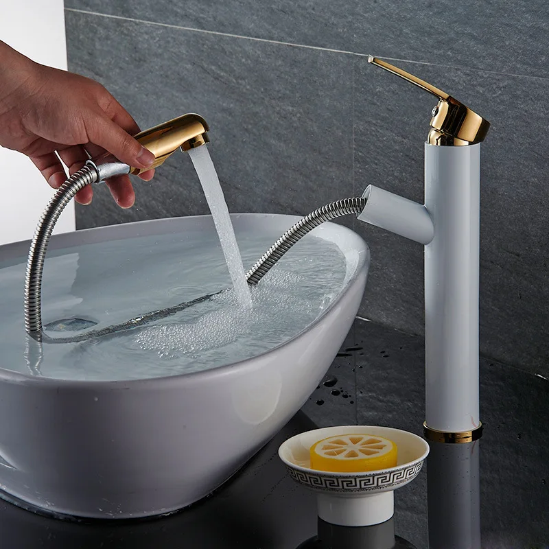 Смеситель для ванной комнаты выдвижной медный кран горячей и холодной воды