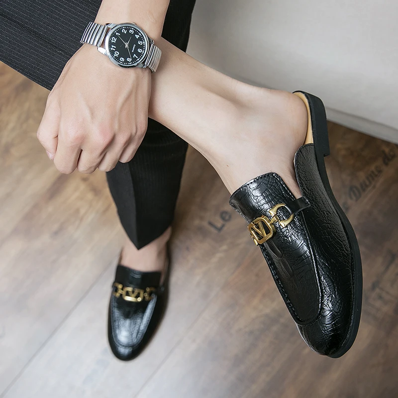 

Personality Men's Shoes Casual Leather Men Formal Office Business Fashion Wear-resistant For Designer Slippers Oxford Non-slip