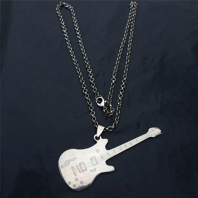 

12 Pieces Electric Guitars Necklace Stainless Steel Guitar Pendant Musical Instrument Men Boys Rock and Roll Love Music Jewelry