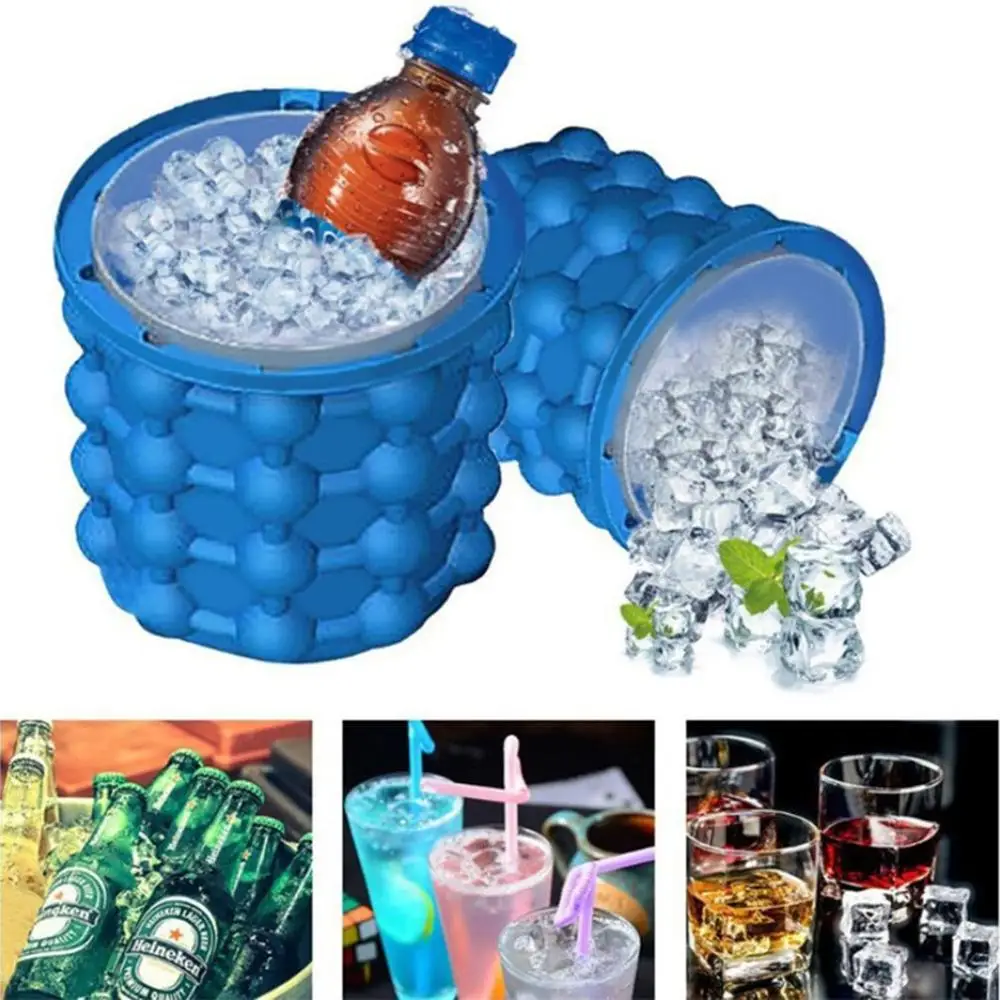 

1PC Silicone Ice Cube Maker Portable Bucket Wine Ice Cooler Beer Cabinet Space Saving Kitchen Bar Drinking Whiskey Freeze XB 081