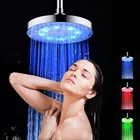 Насадка для душа 8 дюймов Круглая светодиодсветодиодный многоцветная s-душевая головка автоматическая меняющая цвет душевая головка для ванной комнаты