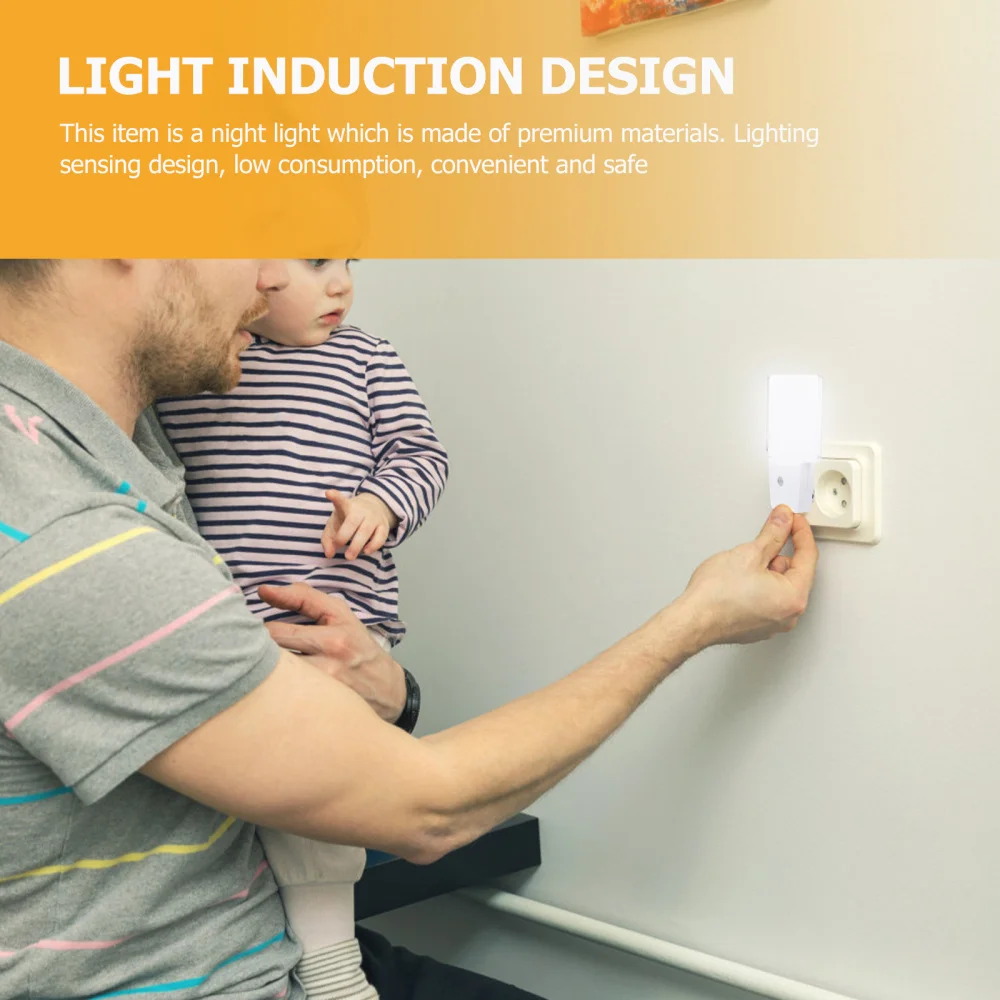 

1pc Led Night Light Sensor White Led Light Room Bedside Lamp for Home (US Plug)