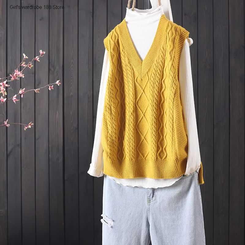 

spring and autumn new solid color Pullover Sweater Vest women's commuting soft sleeveless top knitted vest