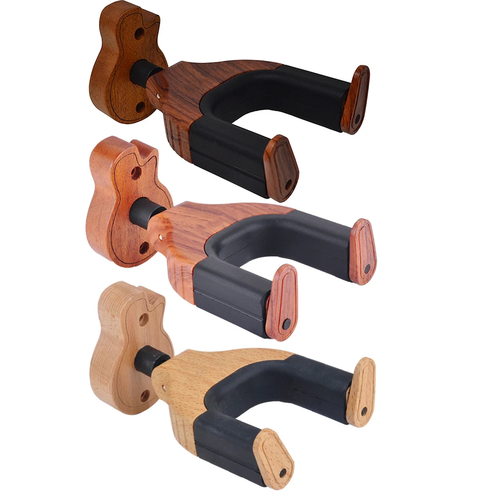 

1 Pcs Guitar Hangers Hook Holder Wood Wall Mount Auto Lock String Instrument Accessories Whstore