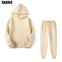 ranmo women hoodies pants two piece set female winter tracksuits pants sportswear suit solid casual pullover sweatshirt harajuku