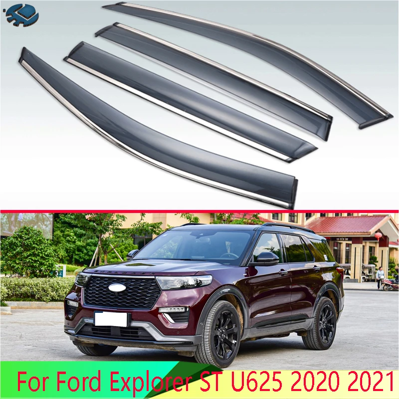 

For Ford Explorer ST U625 2020 2021 Car Accessories Plastic Exterior Visor Vent Shades Window Sun Rain Guard Deflector 4pcs