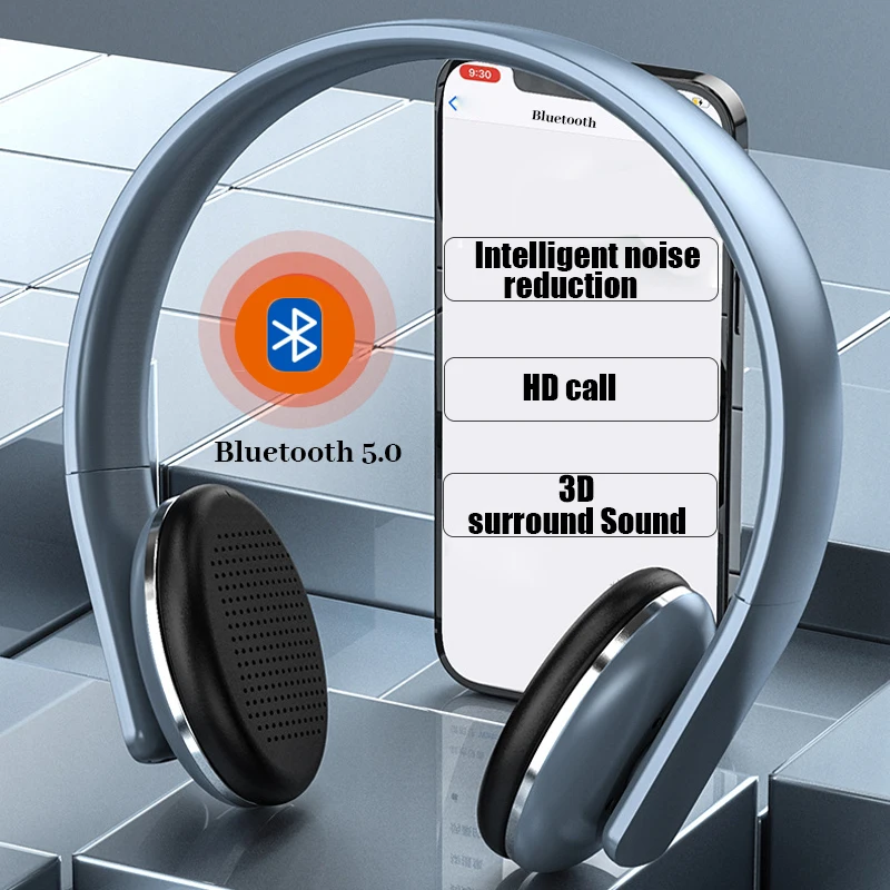 

Беспроводные наушники Bluetooth5.0, регулируемые наушники с шумоподавлением, Hifi стерео звук, музыкальный плеер, поддержка громкой связи