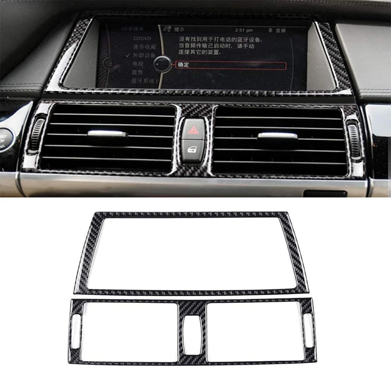 

ABS Carbon Fiber Center Console Dashboard Navigation Air Vent Frame Cover Trim Panel for-BMW X5 E70 X6 E71 2008-2013