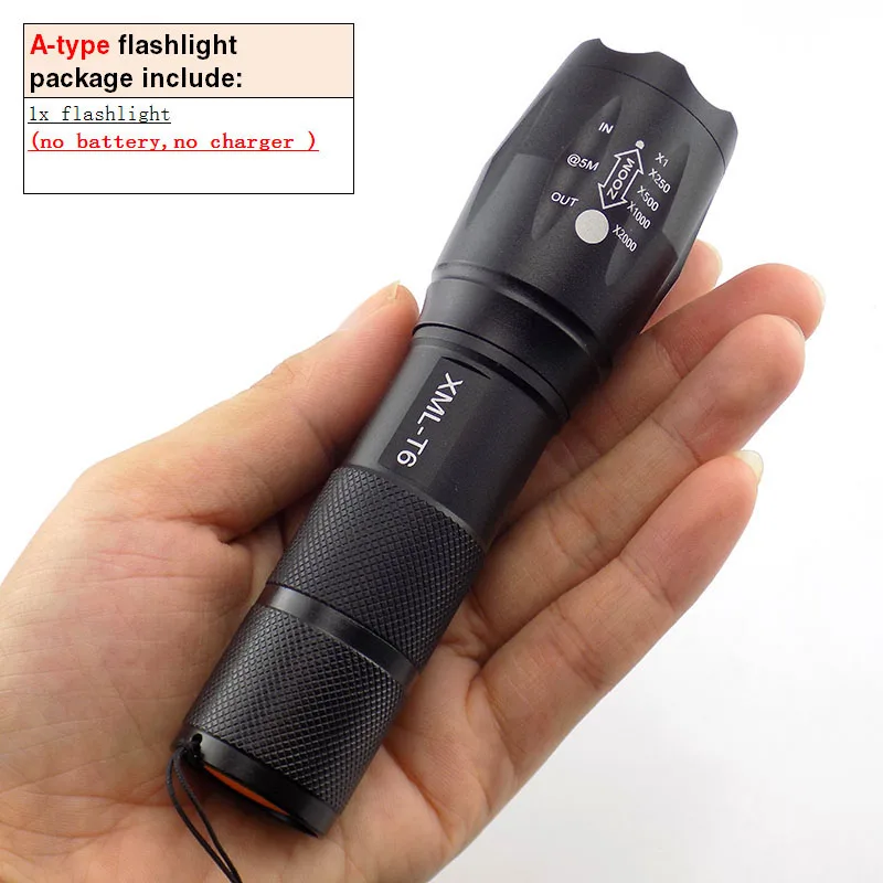A type T6 L2 светодиодный фонарик супер яркий Torcia Torchlight Flash Light фонарик "Lanterna" 18650 AAA батарея USB тактический для пеших прогулок - Испускаемый цвет: A type
