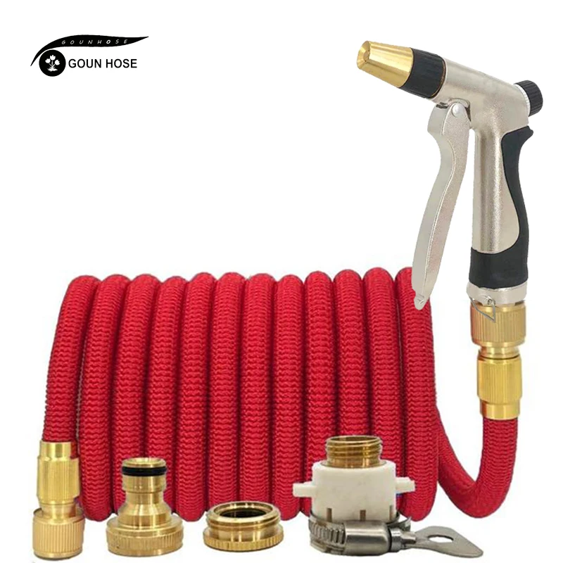 Растягивающийся Садовый шланг с водяным пистолетом насадка регулируемая гибкая