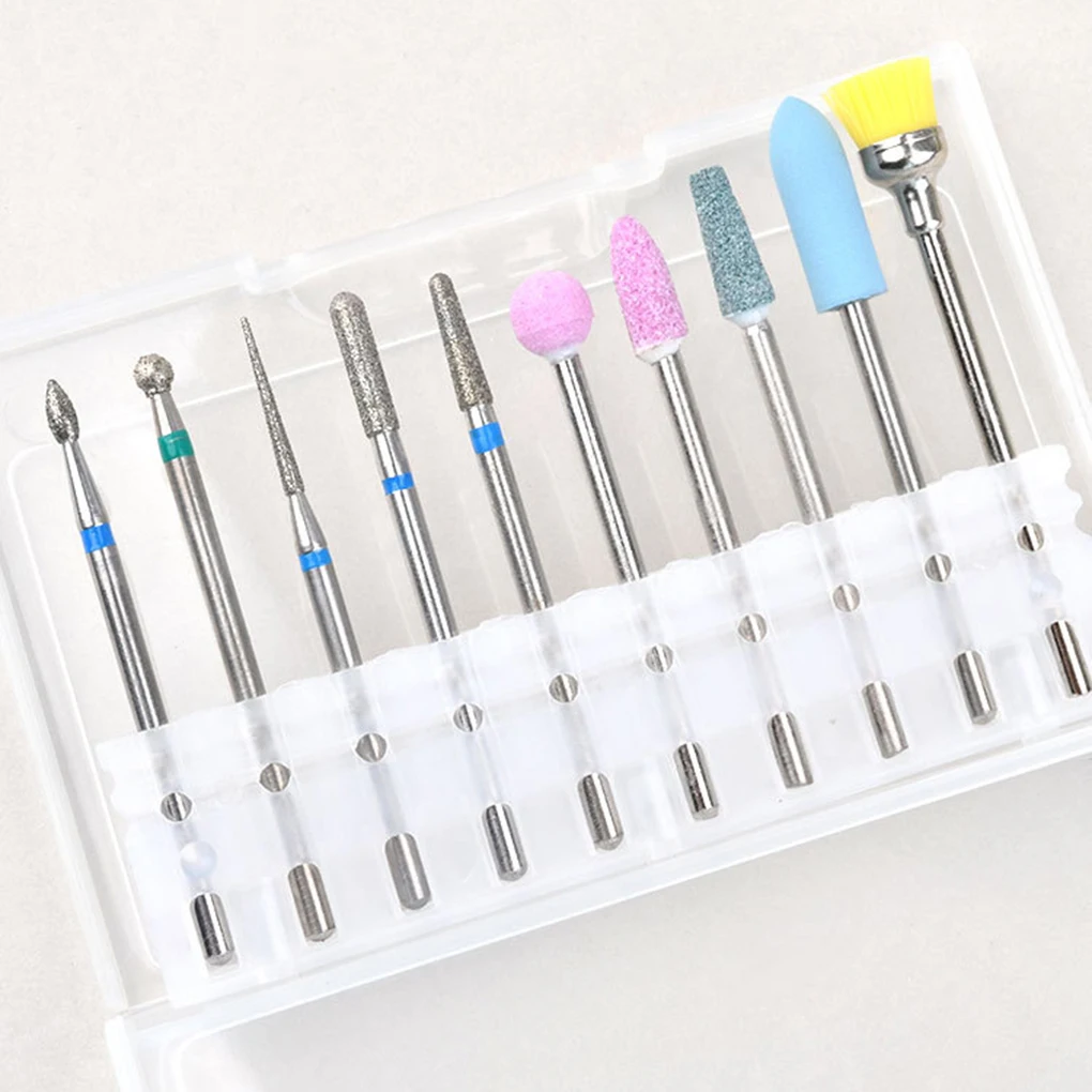 

10pcs/set Nail Art Grinding Drill Bits Electric Manicure Machine Tips Brush Polishing Tools Nail supplies