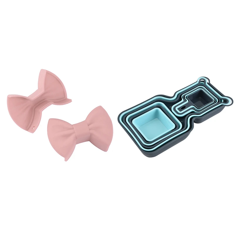 

2 PCS Bowknot Silicone Pot Holder With 10 PCS Superior PP Food Plate
