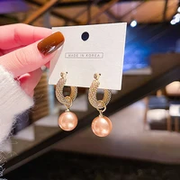 wholesale silver plated ear fashion metal pearl eardrops earrings women drop shipping gift