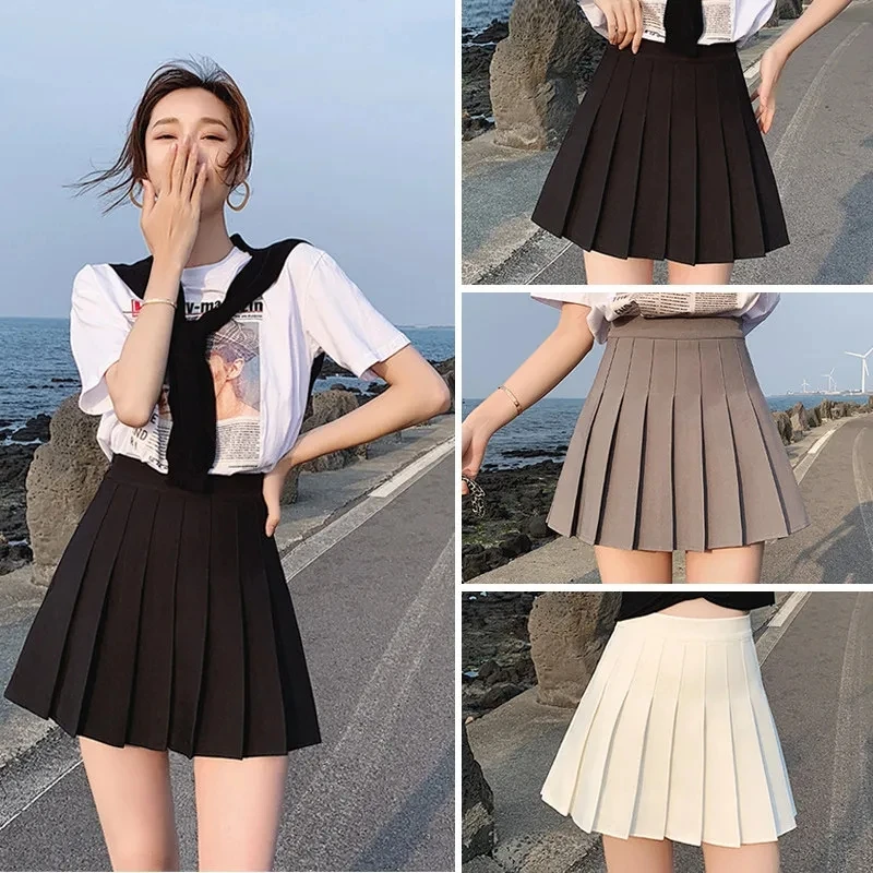

Japan Women Skirt Student Spring A Line Skirt Korean High Waist Faldas Extreme Sexy Mini Micro Skirt Summer White Pleated Skirts