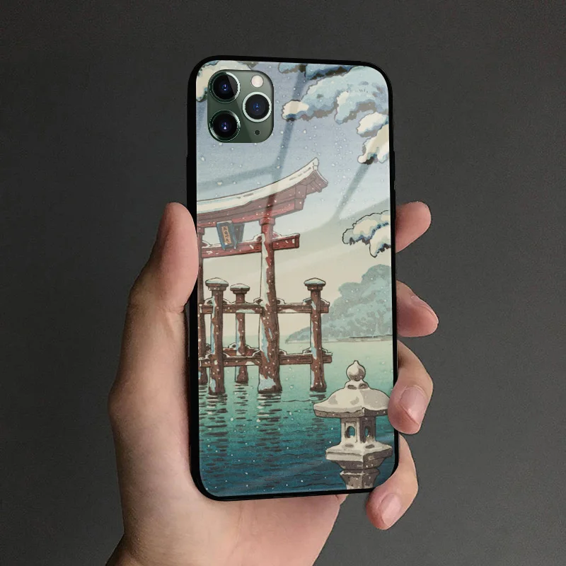 Японский эстетический Ukiyo-e мягкий силиконовый чехол для телефона из закаленного
