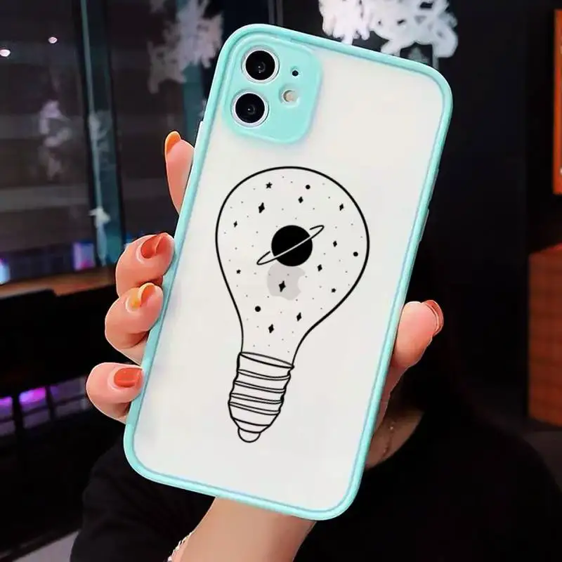 

Cartoon Creativity starry universe Phone Case For iPhone 12 11 Mini Pro XR XS Max 7 8 Plus X Matte transparent blue Back Cover