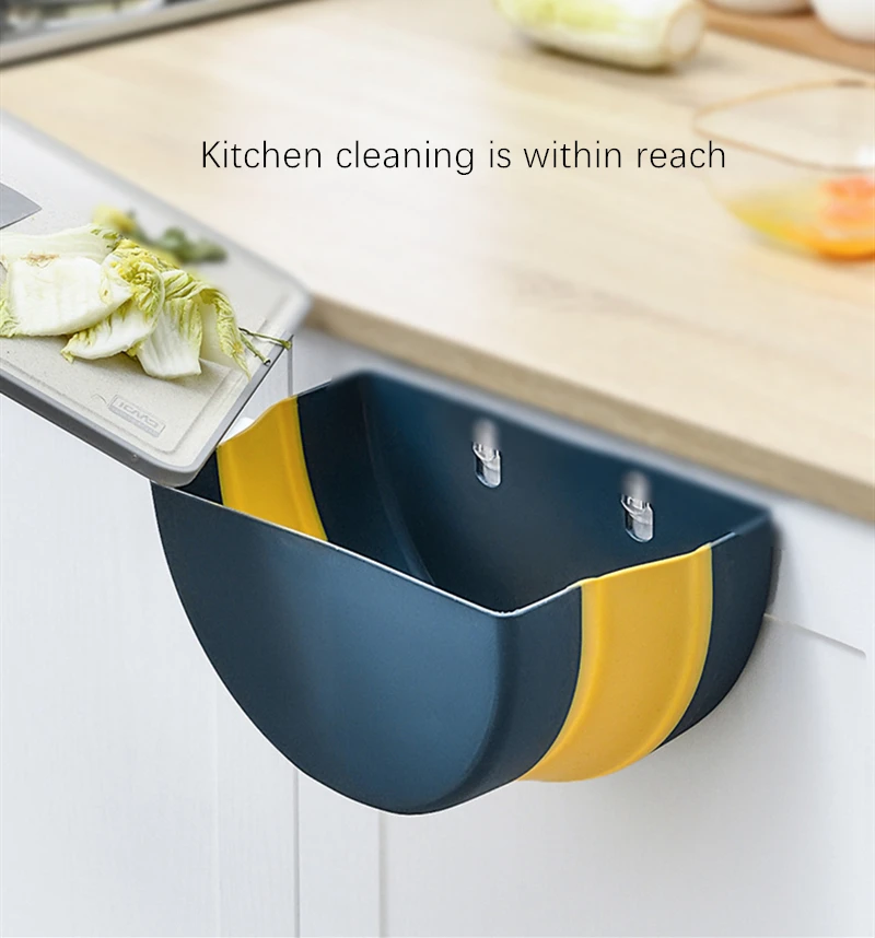 Hanging Kitchen Trash Can Wall Mounted Waste Bin Foldable Waste Bins Small Compact Garbage Can for Cabinet Kitchen enlarge
