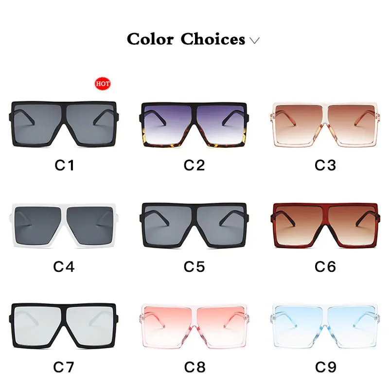Fashion Gradient Oversized Women Sunglasses Square Brand Designer Big Frame For Female Vintage Eyewear UV400 | Аксессуары для