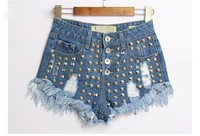 spike rivet shorts hot summer jeans brand new women s fashion denim shorts studded festival plus size shorts vintage s xxxl