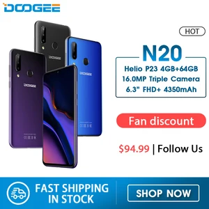DOOGEE N20 смартфон с 6,3-дюймовым дисплеем, восьмиядерным процессором MT6763, ОЗУ 4 Гб, ПЗУ 16 МП, 4350 мАч