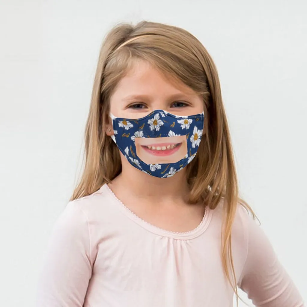 Детские Модные маски с цветочным принтом прозрачная видимая маска для губ глухих