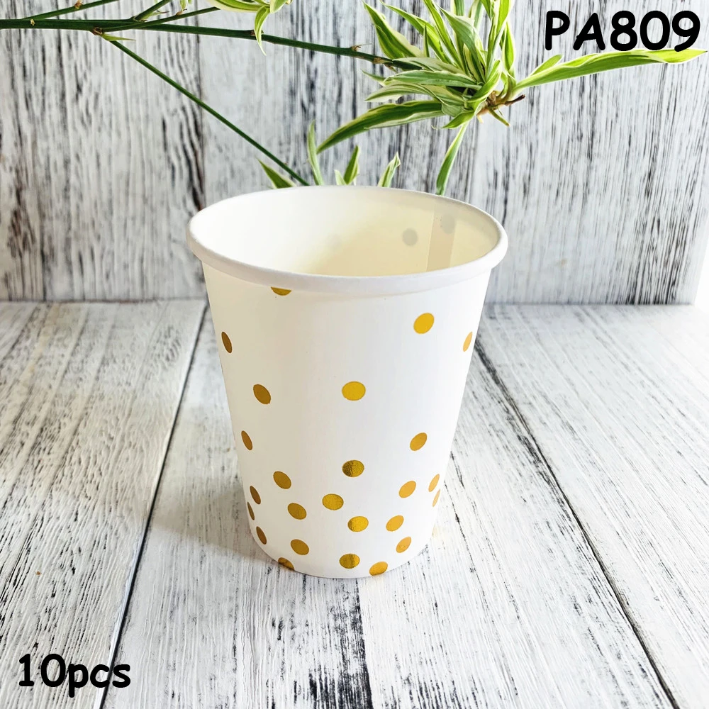 PA809 Одноразовая посуда бумажные тарелки чашки соломинки в золотую полоску серии день рождения украшения дети взрослые свадебные принадлежности - Цвет: PA809