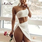 Artsuвечерние комплекты элегантного платья с рюшами; Модные комплекты; Женский укороченный топ и юбка; Клубный сексуальный комплект из 2 предметов