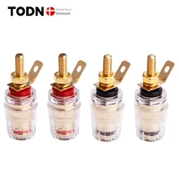 todn 4pcs brass gold plated 4mm banana plug terminal binding post for speaker amplifier high quality red and black