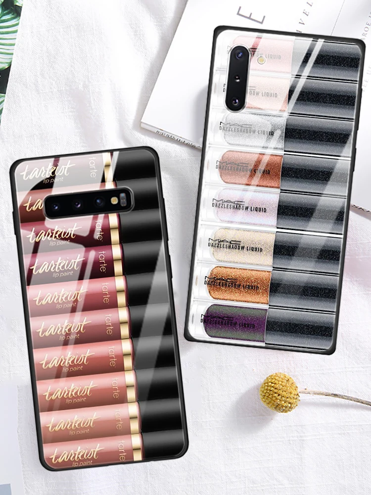 

Glam Makeup Eye Shadow Box Glass Case For Samsung Galaxy S21 S20 FE S10 Note 10 Lite 20 Ultra S9 Plus S8 9 S10e Cell Phone Cover