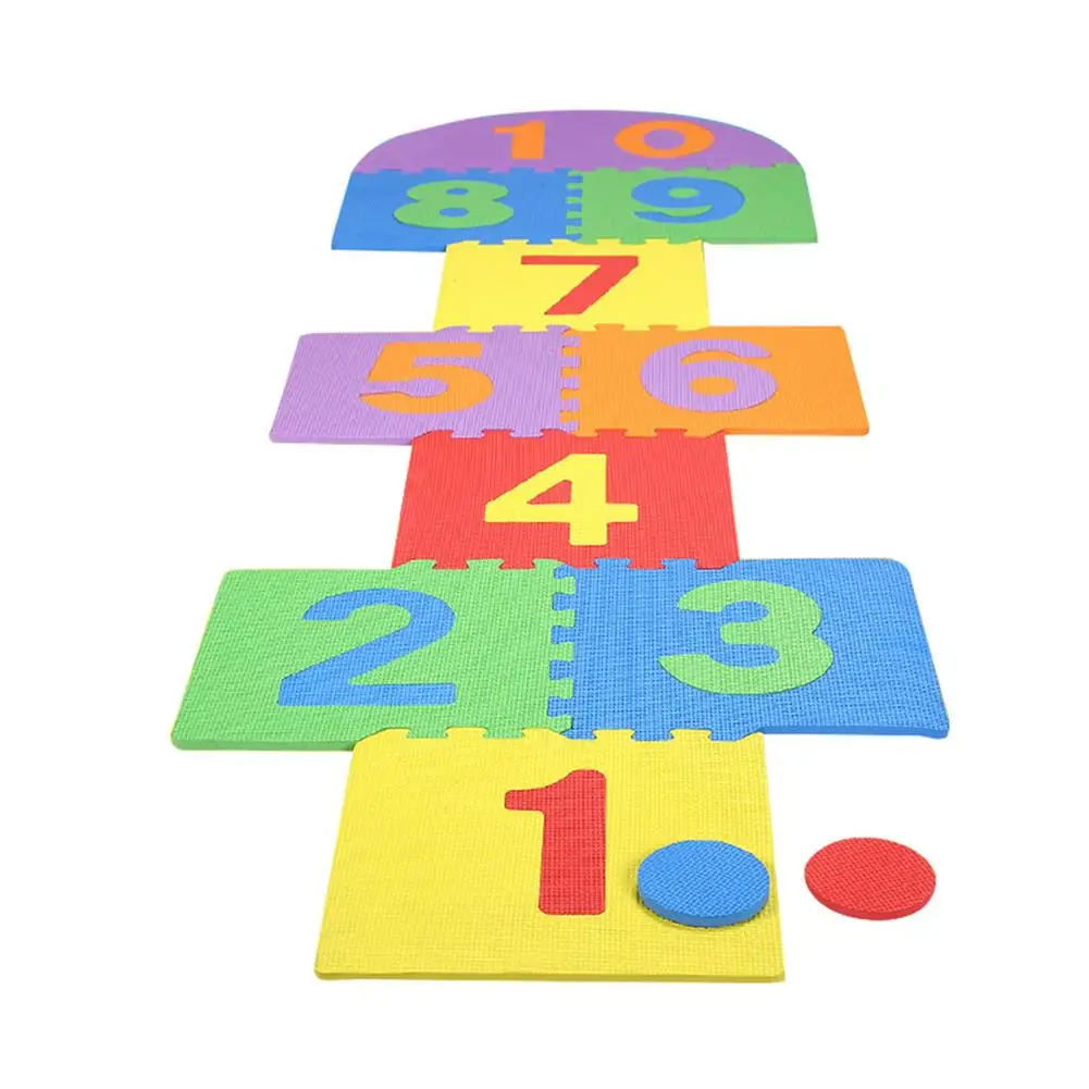 

Number Hopscotch Play Mat 10pcs Soft Foam Tiles Puzzle Numbers Playmat Flooring Pad Pathway Floor Decals for Kids Toddlers Hop