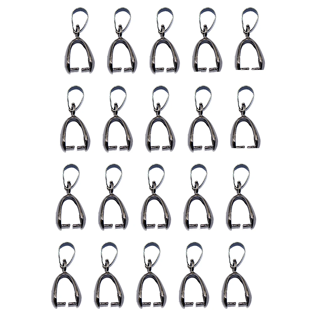 

20pcs metalic black Pendant Pinch Clip Clasp Bail Connector Craft 20x5mm