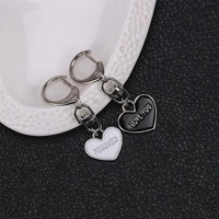 diy best friend keychain for women girl black white heart shaped pendan accessories keychain charms jewelry gifts dropshipping