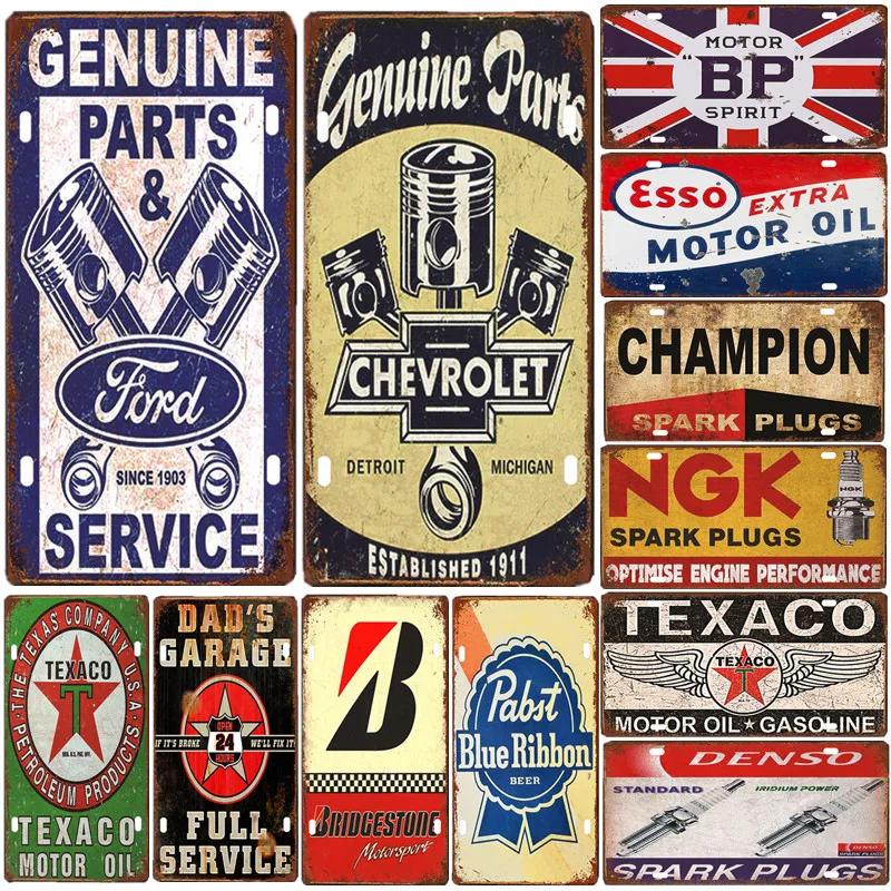 

Vintage Metal Tin Signs Car License Plate Route 66 Gas Oil NGK ESSO BP Plaque Poster Bar Club Shop Garage Home Wall Decor