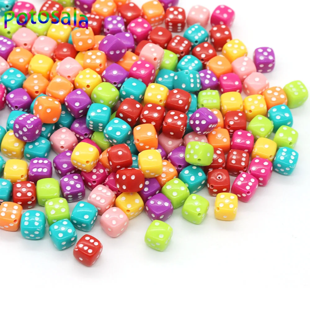 

Potosala 100Pcs New Acrylic Letters Beads Square Dice Small Hole DIY Children Kid Bracelet Pendants Jewelry Making 8x8x8mm