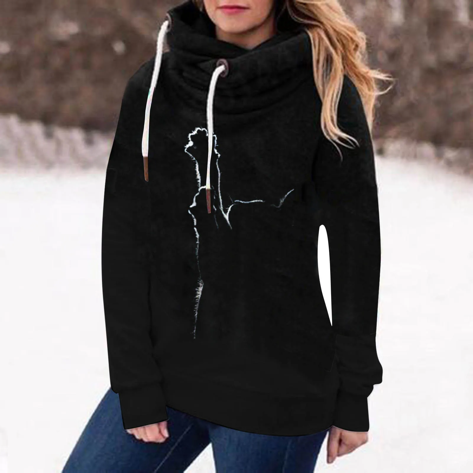 

Толстовка женская Harajuku, с принтом кота, с длинным рукавом