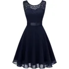 Винтажные кружевные платья без рукавов, пикантные однотонные вечерние шифоновые платья-трапеции, элегантные женские платья-миди, женское платье # T2G