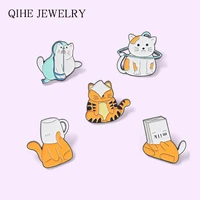 lapel pin cartoon funny cat hide in the box enamel pin for backpack womans brooches decorative metal badge jewelry for friends