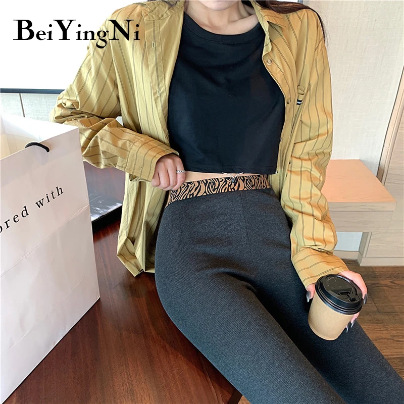 

Beiyingni High Waist Legging Women Skinny High Elastic Fleece Thick Solid Trousers Ladies Chic Simple Leggings Womans Clothes