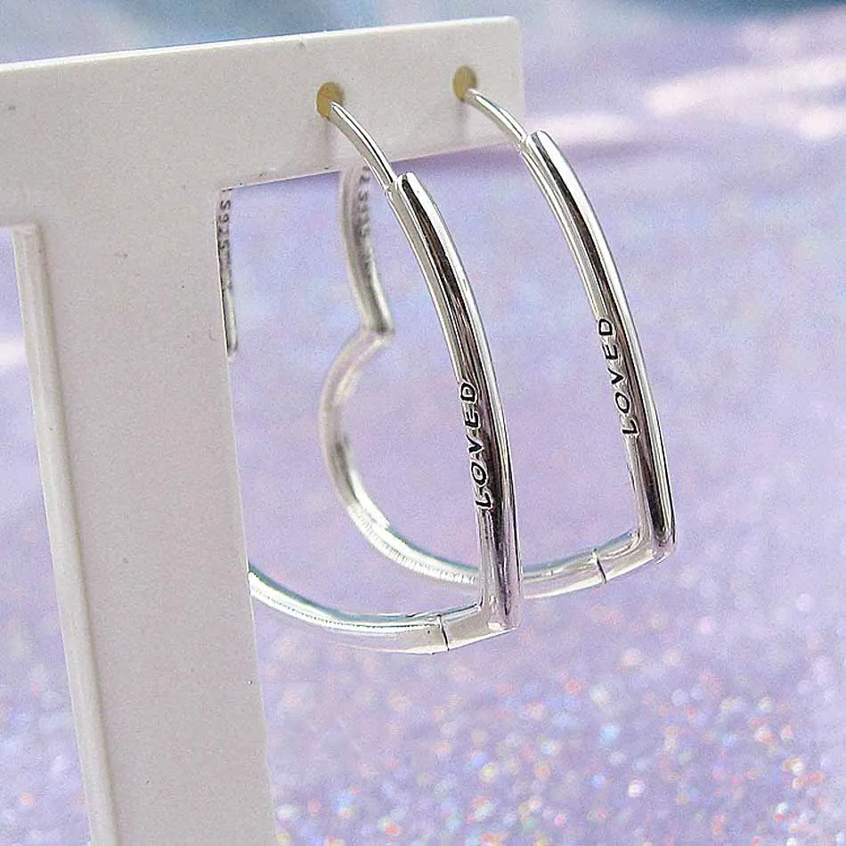 

New 925 Sterling Silver Earring Large&Small Asymmetric Hearts of Love Earring For Women Wedding Gift Fine Jewelry