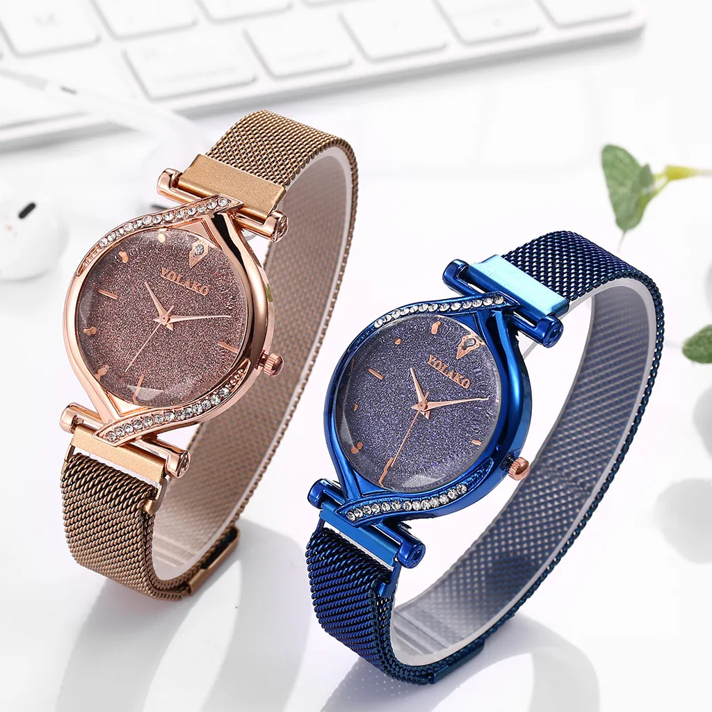 

Fashion Roman Scale Watch Women's Quartz Diamond Wristwatch Stars Little Point Frosted Belt Watch Men And Women Casual Watch