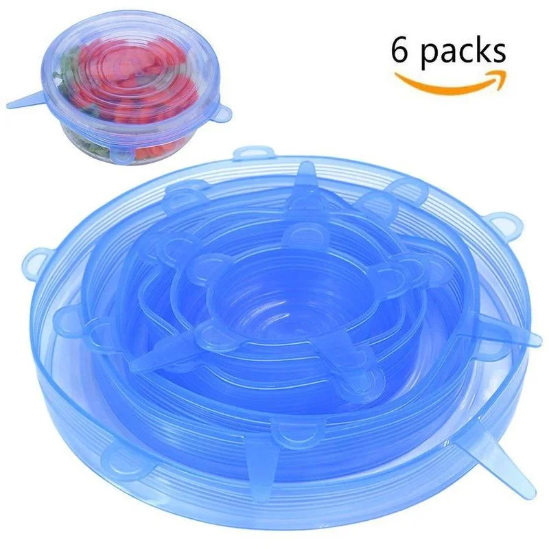 

Silicone cover for kitchen 6 Pcs Kitchen Gadgets Reusable Silicon Stretch Lids Universal Lid Silicone Food Wrap Bowl Lid