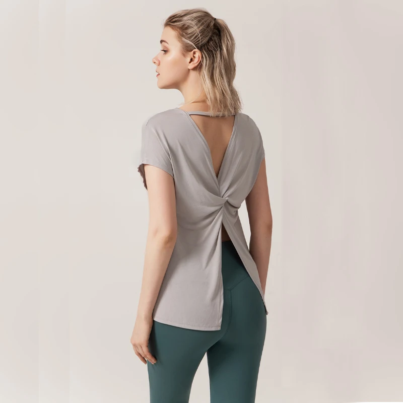 Женская одежда для йоги свободные быстросохнущие женские топы фитнеса